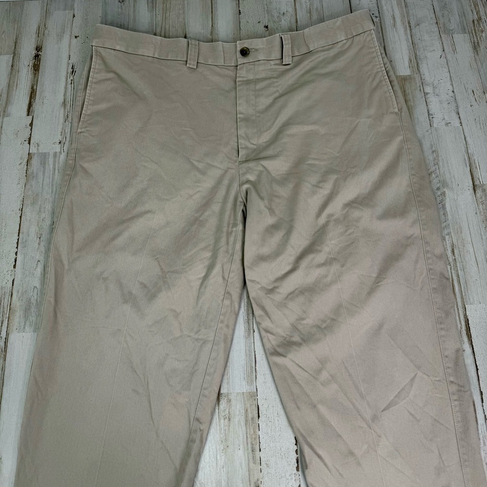 Oak Hill Dress Pants Mens 44x28 Tan Khaki Pleated Chinos Trousers Casual Work - Picture 3 of 11